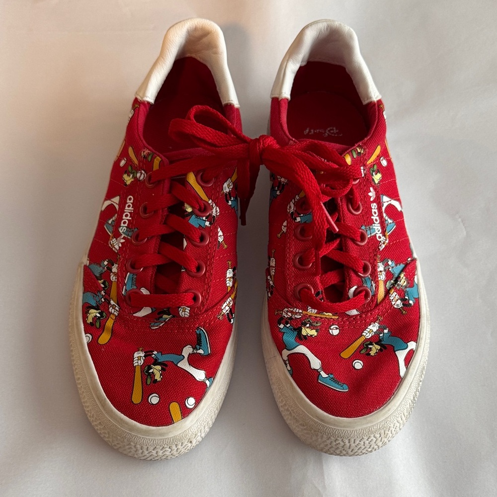 Adidas x Disney 3MC Goofy Baseball Kids Red Print Sneakers